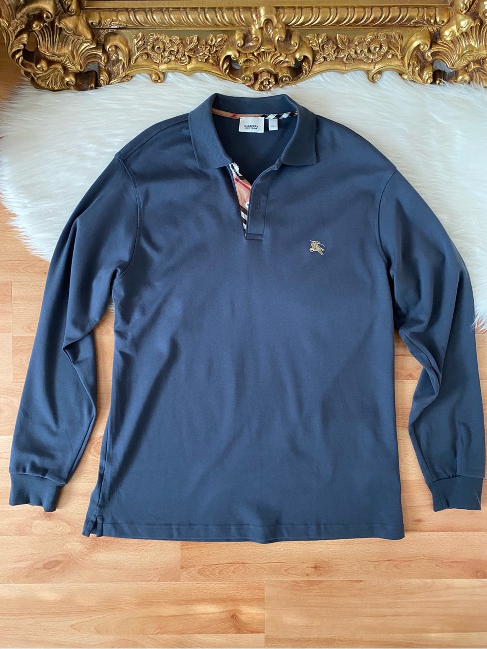 Burberry Men’s Cotton Polo Long Sleeve Shirt
